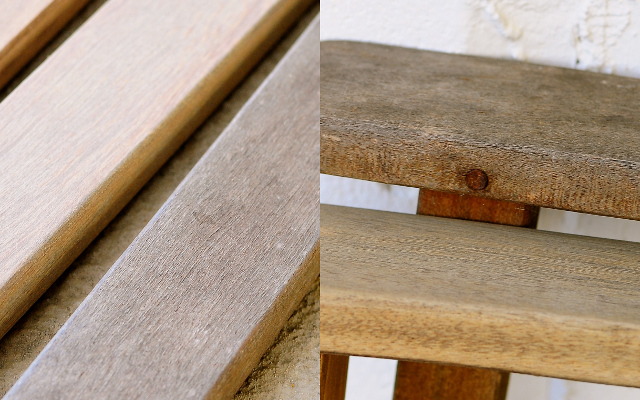 The "before" and "after" of the timber sanding
