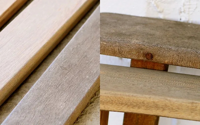 The before and after of the timber sanding