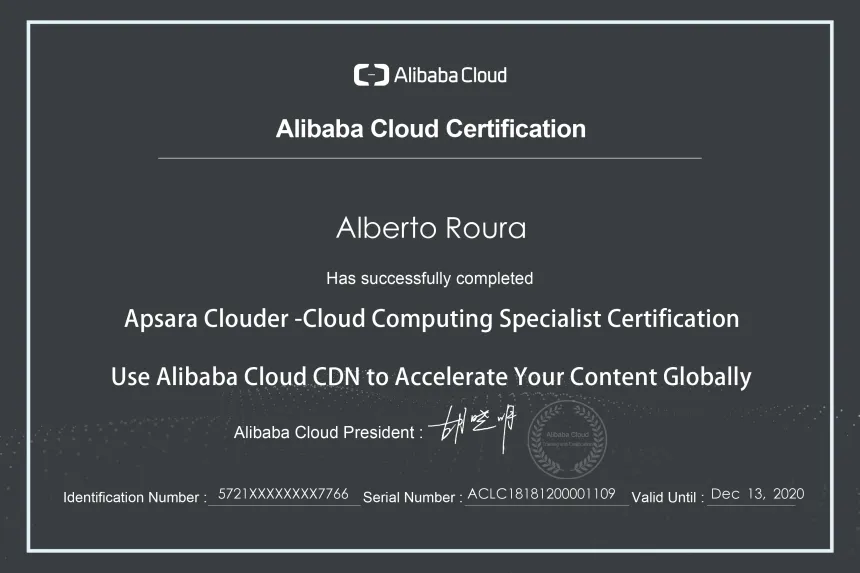 My Alibaba Cloud Certifications