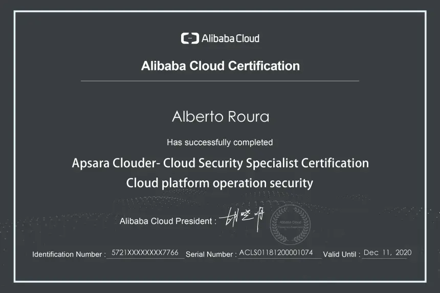 My Alibaba Cloud Certifications