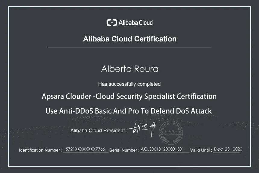 My Alibaba Cloud Certifications