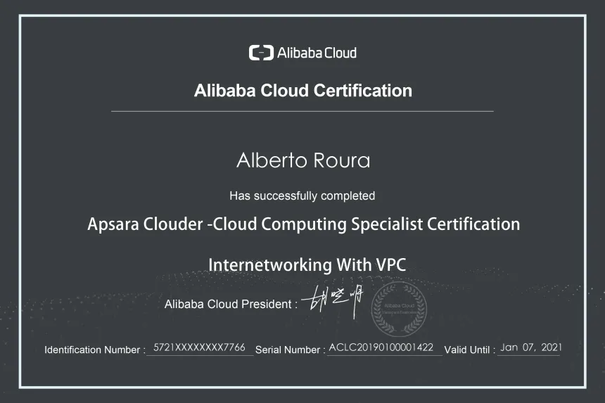 My Alibaba Cloud Certifications