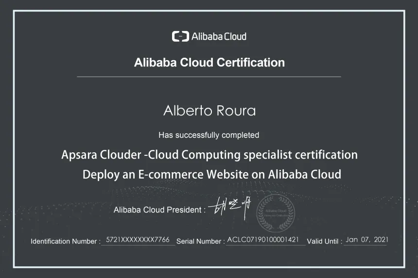 My Alibaba Cloud Certifications