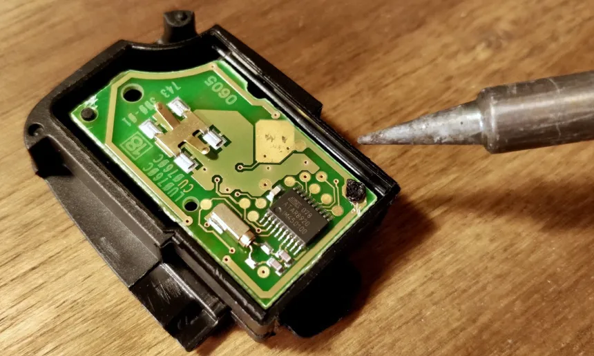 Moving the internal electronics of an Audi 3-key remote