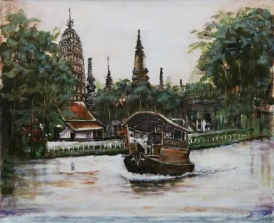 Thumbnail for: Thai Riverside Scene (Anonymous Artist)